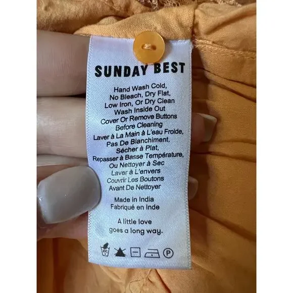 Aritzia's Sunday Best Womens Cottagecore Orange Harriet Ruffle Mini Dress Size 2 - Picture 6 of 9